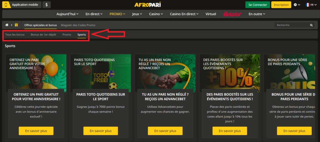 Afropari bonus et promotions